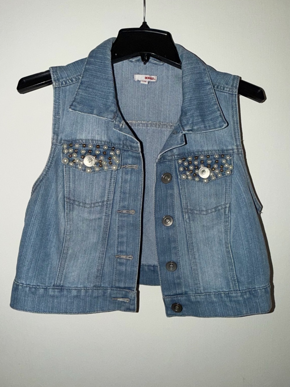 BONGO Light Blue Studded Denim Vest